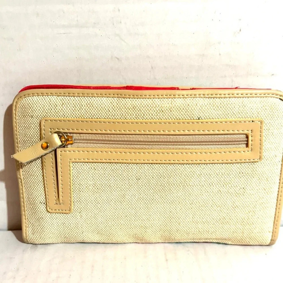 Spartina 449 bright & cherry woven cotton jute fabric wallet - Picture 2 of 4